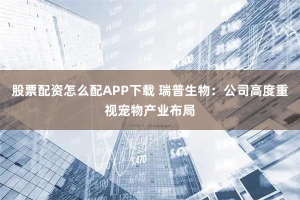股票配资怎么配APP下载 瑞普生物：公司高度重视宠物产业布局